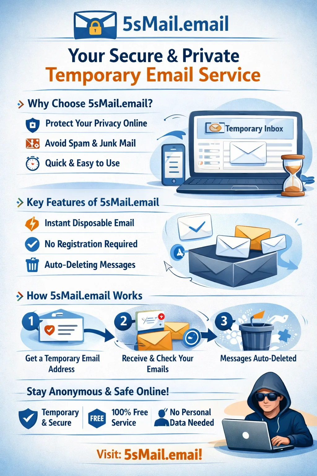 Free Temporary Email Address – Secure Disposable Inbox at 5SMail.Email